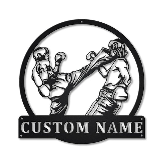 Personalized Kickboxing Sport Monogram Metal Sign Art, Custom Kickboxing Sport Metal Sign, Hobbie Gifts - metal sign