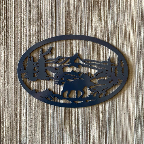 Moose Scene Metal Sign Cutout Cut Metal Sign Wall Metal Art