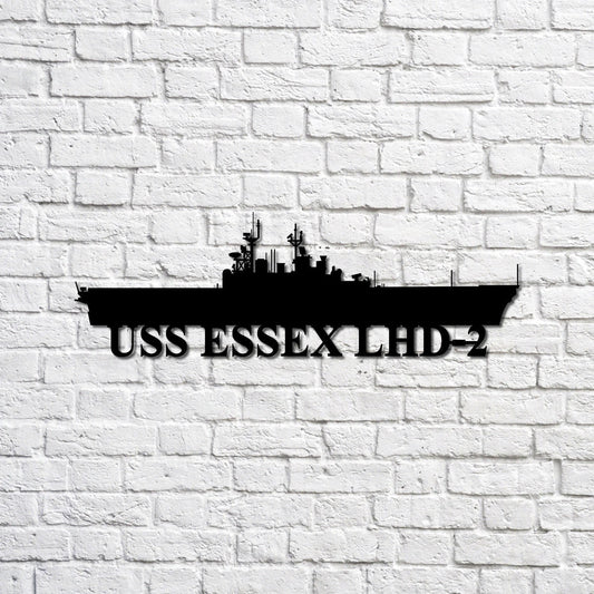 Uss Essex Lhd2 Navy Ship Metal Sign, Memory Wall Metal Sign Gift For Navy Veteran, Navy Ships Silhouette - metal sign