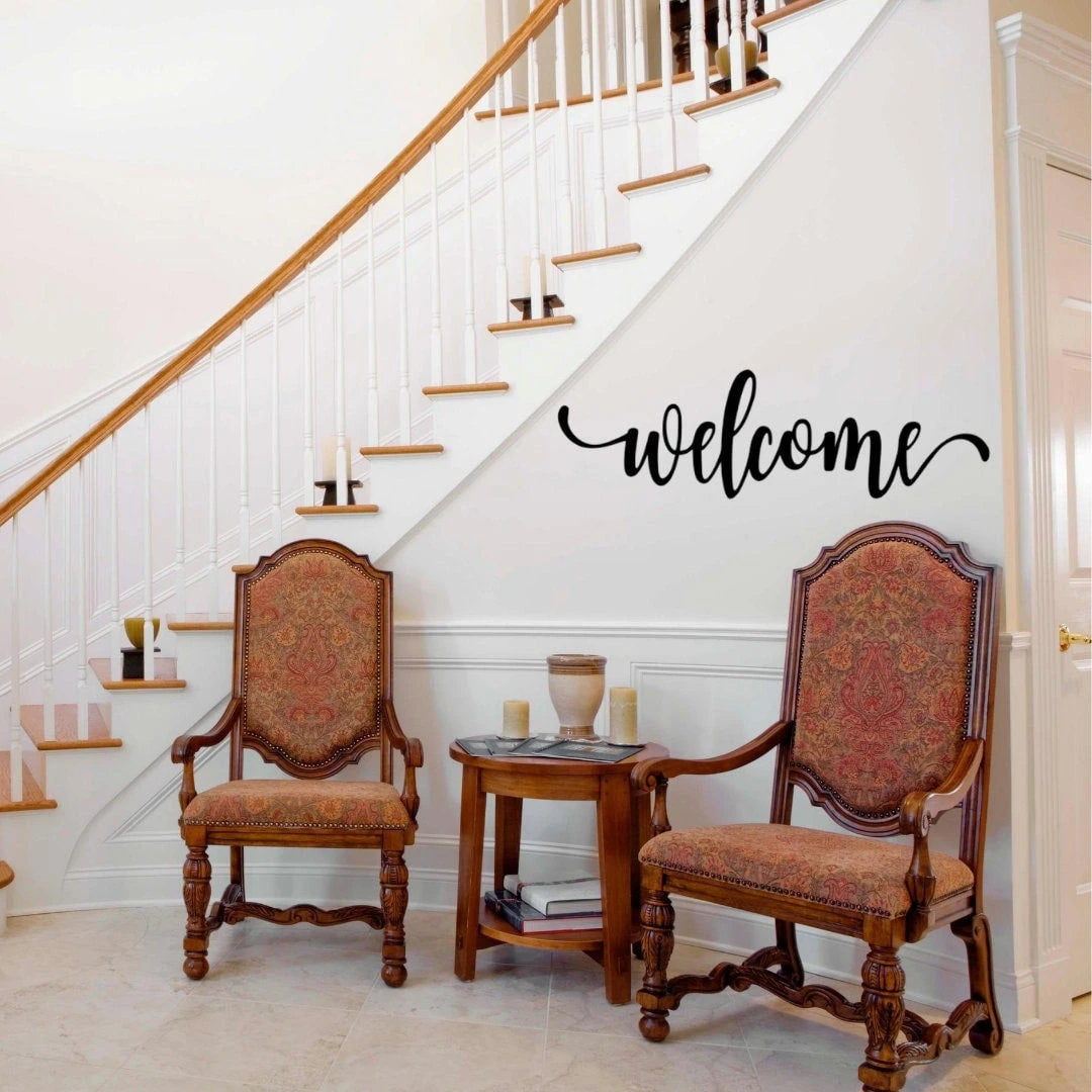 Welcome Script Cut Metal Sign Wall Decor Metal Sign Metal Art