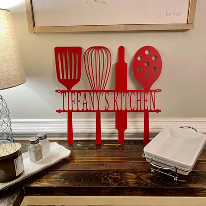Custom Kitchen Utensils Name Sign Cut Metal Sign Metal House Sign