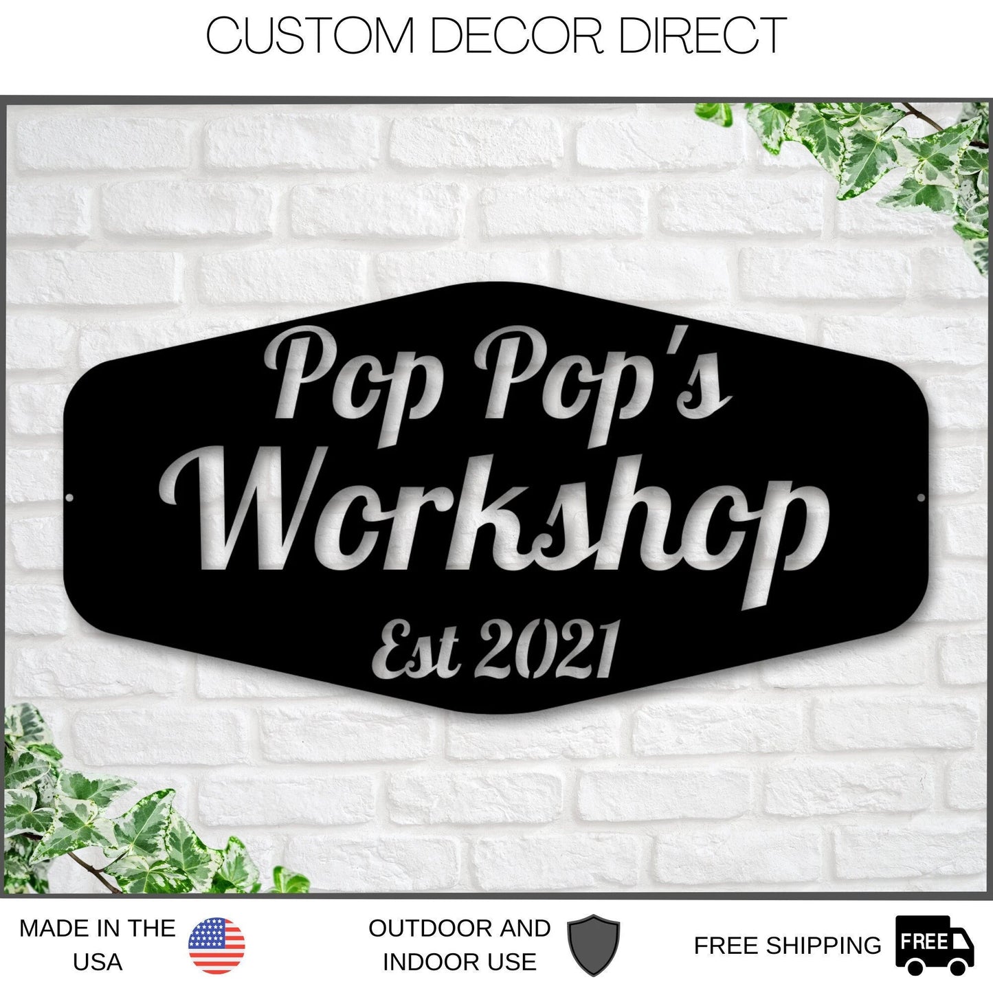 Fathers Day Sign, Sign For Dad, Pop Pop's Workshop, Gifts For Pop Pop, Dads Garage Sign, Woodworker Sign, Custom Workshop Sign, Gift For Dad Laser Cut Metal Signs Custom Gift Ideas