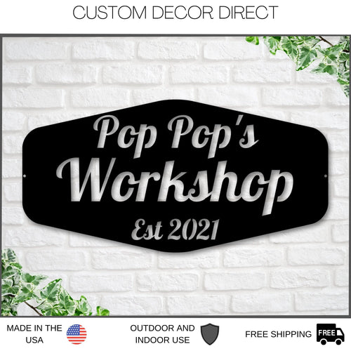 Fathers Day Sign, Sign For Dad, Pop Pop's Workshop, Gifts For Pop Pop, Dads Garage Sign, Woodworker Sign, Custom Workshop Sign, Gift For Dad Laser Cut Metal Signs Custom Gift Ideas