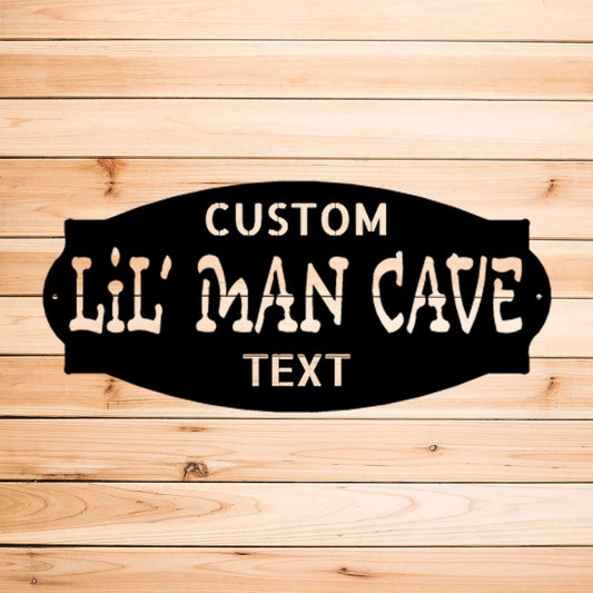 Personalized Lil Man Cave Steel Sign Gift For Son Grandson Boy Birthday Toddler Room Nursery Baby Bedroom - metal sign