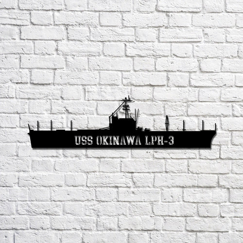 USS Okinawa LPH3 carrier Navy Ship Metal Sign, Memory Wall Metal Sign Gift for Navy Veteran Laser Cut Metal Signs Custom Gift Ideas