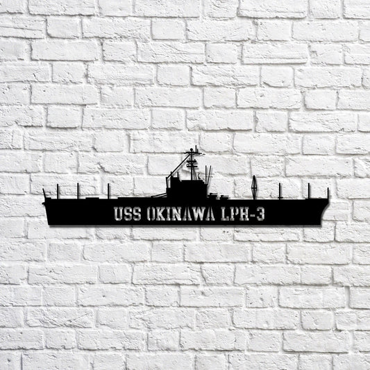 USS Okinawa LPH3 carrier Navy Ship Metal Sign, Memory Wall Metal Sign Gift for Navy Veteran Laser Cut Metal Signs Custom Gift Ideas