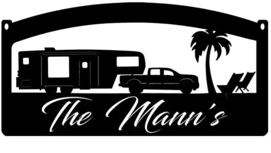 Metal Palm Tree Camper Sign For The Campground Metal House Sign - 8 inches - metal sign