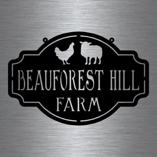 Metal Farm Sign , Sheep And Chicken Personalized Family Name Metal Sign Housewarming Gift Wedding Gift - wedding detail
