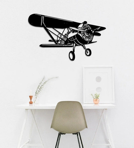 Old Fighter Jet Metal Wall Art,fighter Jet Metal Home Decor,old Plane Teenroom Decor,black Metal Airplane - metal sign