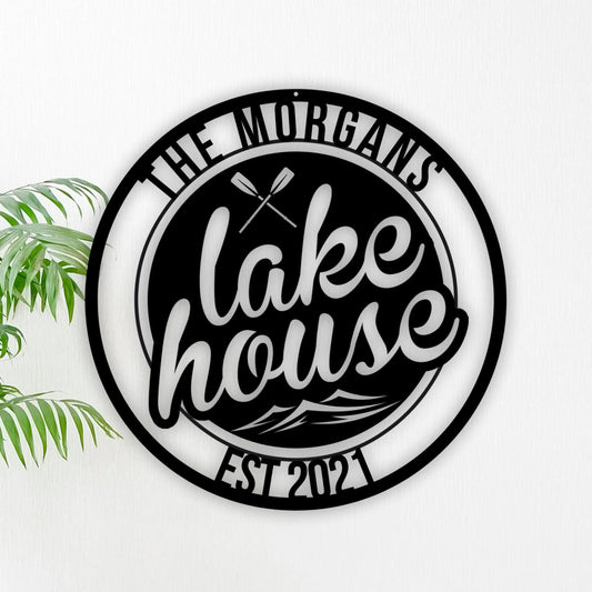 Personalized Family Lake House With Established Date Metal Sign, Lake House Decor, Personalized Lake - metal sign