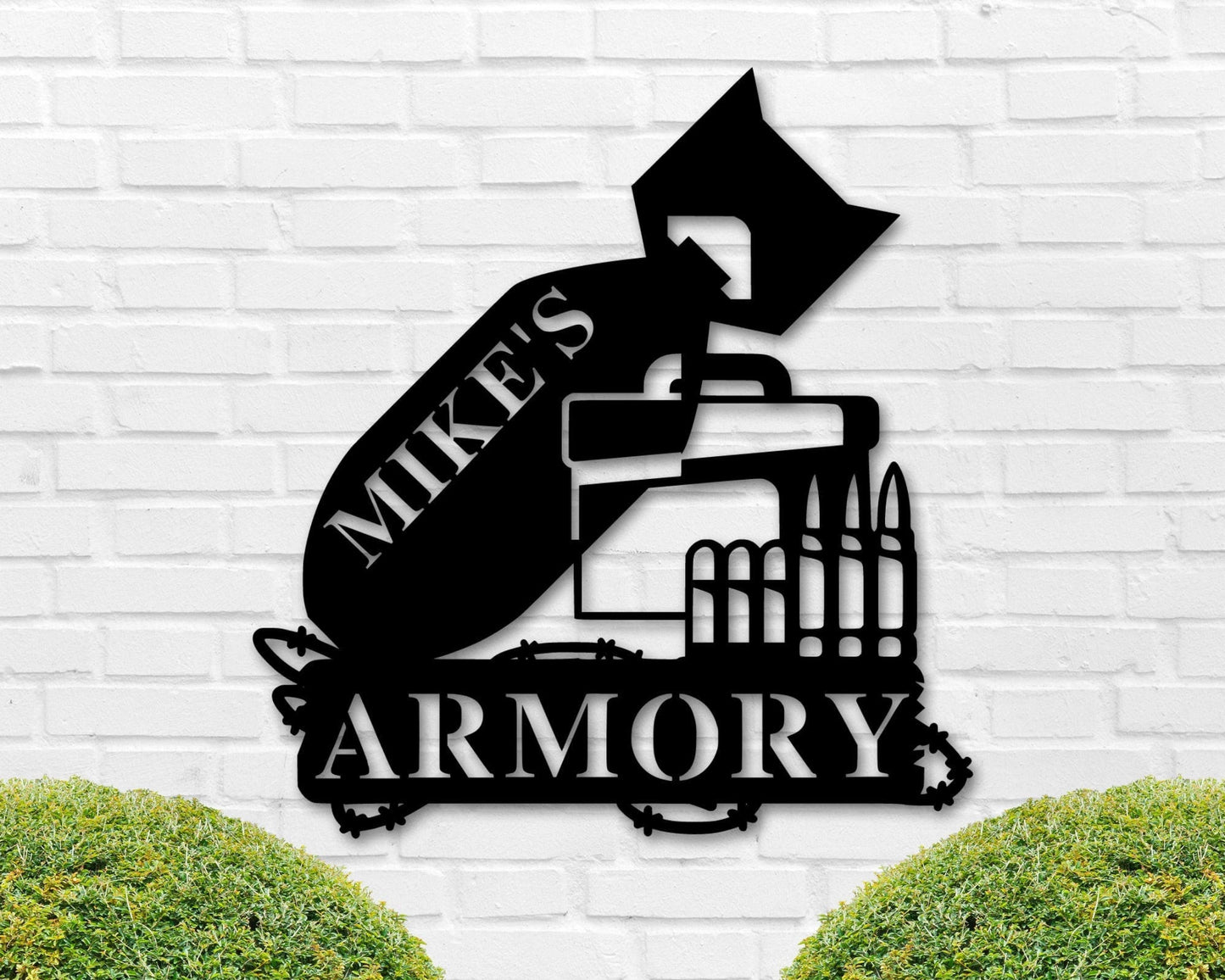 Armory Sign, Personalized Gun Name Sign, Gun Owner Gift, 2nd Amendment Gift, Veteran, Father's Day Gift, Hunting Gift, Ar15 Decor Gun Laser Cut Metal Signs Custom Gift Ideas