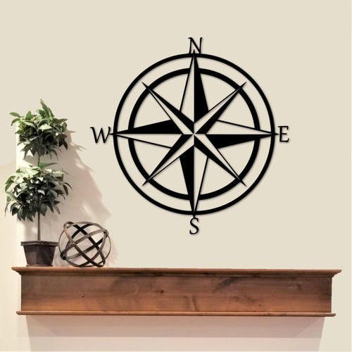 Nautical Compass Rose Compass Metal Sign Nautical Wall Decor Beach Travel Explore Decor Gifts Direction