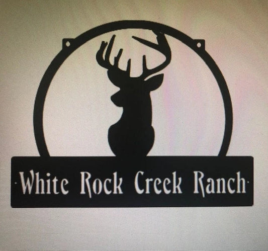 Metal Deer Head Sign Buck Head Sign Metal House Sign - 8 inches - metal sign