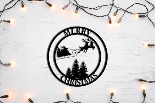 Metal Santa Sleigh With Reindeer Metal Sign Christmas Decoration Xmas Decoration Holiday Decoration Christmas