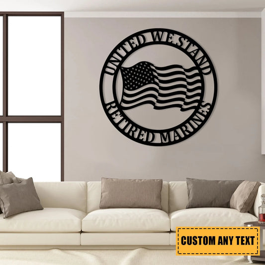Personalized Retired US Marines Veteran Metal Sign, Metal Laser Cut Metal Signs Custom Gift Ideas - 8 inches - metal sign