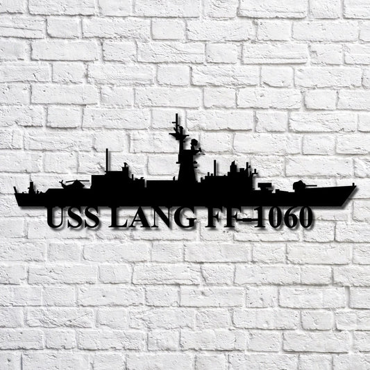 Uss Lang Ff1060 Navy Ship Metal Art, Custom Us Navy Ship Cut Metal Sign, Gift For Navy Veteran, Navy - metal sign