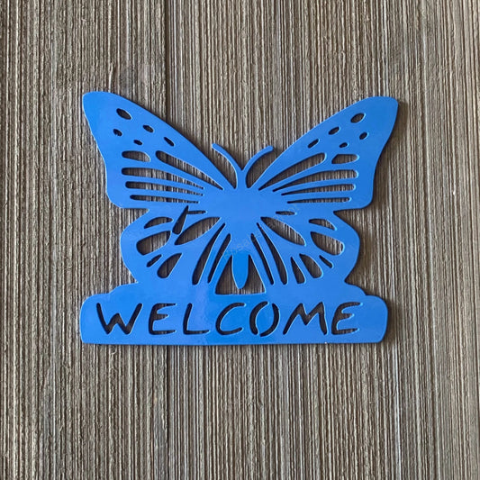 Butterfly Welcome Metal Sign Cutout Cut Metal Sign Wall Metal Art