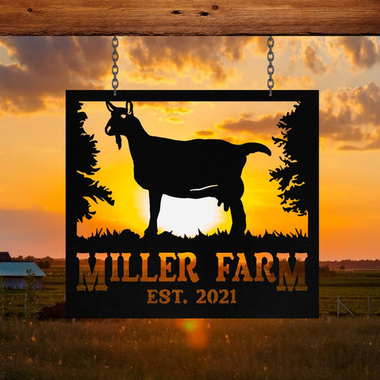 Personalized Metal Farm Sign Saanen Goat Monogram, Farmhouse, Front Gate, Ranch Art Gift, Metal Laser Cut Metal Signs Custom Gift Ideas - 8 inches - metal sign