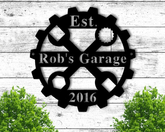 Garage Sign Custom Shop Sign Personalized Garage Dads Garage Shop Sign Buisiness Shop Man Cave Gifts - 8 inches - metal sign