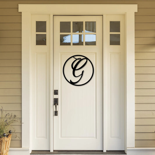 Round Metal Letter Sign, Custom Last Name Initial Monogram, Customized Metal Sign 24", Personalized - metal sign