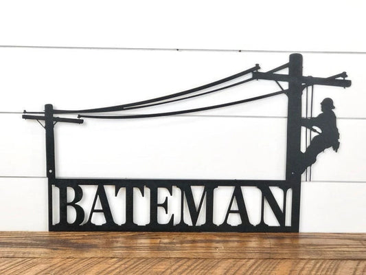 Lineman Last Name Metal Sign, Lineman Gift, Lineman Sign, Personalized Lineman, Christmas Gift, Custom - metal sign