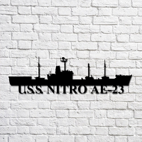 U.s.s. Nitro Ae23 Navy Ship Metal Art, Custom Us Navy Ship Cut Metal Sign, Gift For Navy Veteran, Navy Ships Silhouette Metal Art, Navy Home Decor Laser Cut Metal Signs Custom Gift Ideas