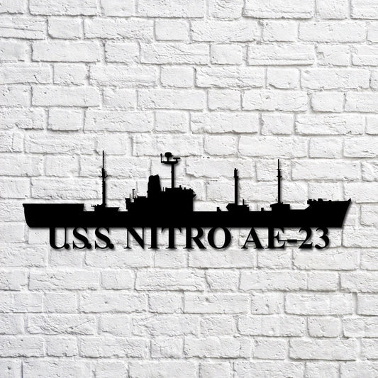 U.s.s. Nitro Ae23 Navy Ship Metal Art, Custom Us Navy Ship Cut Metal Sign, Gift For Navy Veteran, Navy - metal sign