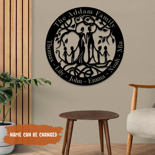 Custom Text Date Family Tree Of Life Metal Art, Mother Nature Wall Decor Laser Cut Metal Signs Custom Gift Ideas - 8 inches - metal sign