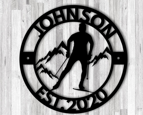 Personalized Snow Skiing Sign Snow Skier Gifts With Name Snow Ski Resort Gift Snow Ski Lodge Decor Snow Ski Sign Custom Metal Sign