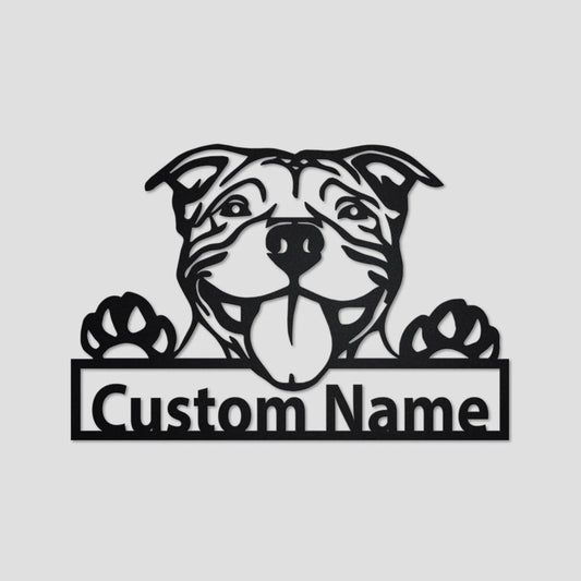 Personalized Custom American Pit Bull Metal Sign for Dog Lover Custom Name - 8 inches - metal sign