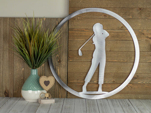Golf Decor With Girl Golf Sign Golf Gift Golf Art Metal Sign Kids Room Decor Laser Cut Sign Raw Steel Shown