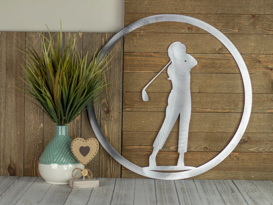 Golf Decor With Girl Golf Sign Golf Gift Golf Art Metal Sign Kids Room Decor Laser Cut Sign Raw Steel Shown - 8 inches - metal sign