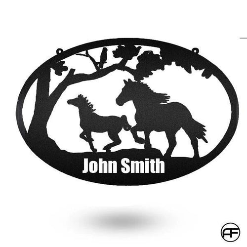Couple Horse Art Personalized Horse Metal Sign, Horseshoe Art, Western Decor, Initial Metal Sign, Housewarming Gift, Farmhouse Decor Metal Wall Art, Metal Laser Cut Metal Signs Custom Gift Ideas