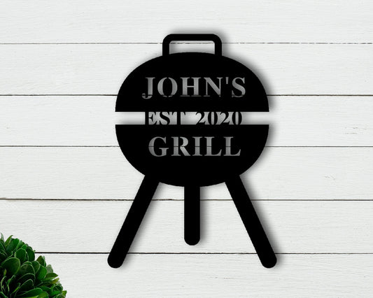 Personalized Metal Bbq Sign Bbq Grill Sign Ourdoor Kitchen Metal Signs Personalized Grill Sign Bbq Party Decor - 8 inches - metal sign