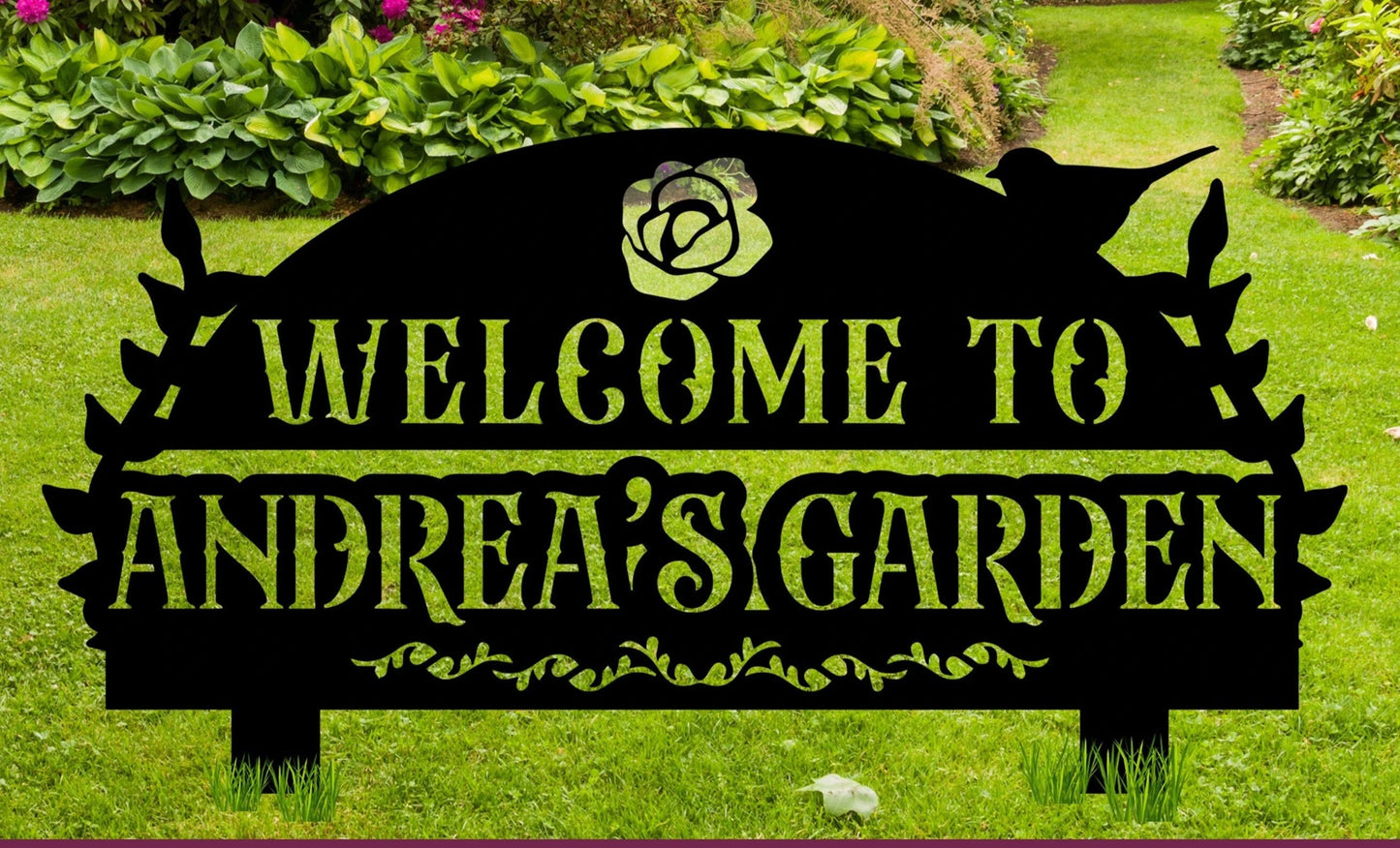 Welcome To Our Garden Sign Custom Garden Sign Metal Garden Sign Flower Garden Garden Sign With Stakes