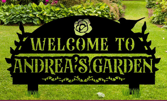 Welcome To Our Garden Sign Custom Garden Sign Metal Garden Sign Flower Garden Garden Sign With Stakes