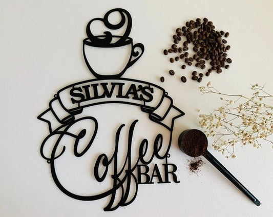Happy coffee Bar Personalized Cut Metal Sign Laser Cut Metal Signs Custom Gift Ideas - 8 inches - metal sign