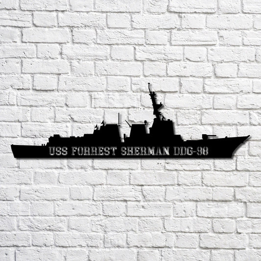 Uss Forrest Sherman Ddg98 Navy Ship Metal Art, Custom Us Navy Ship Cut Metal Sign, Gift For Navy Veteran - metal sign