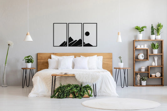 Metal Wall Decor, Mountain And Sun, 3 Piece Wall Art, Home Decor, Housewarming Gift, Studio Decoration - metal sign
