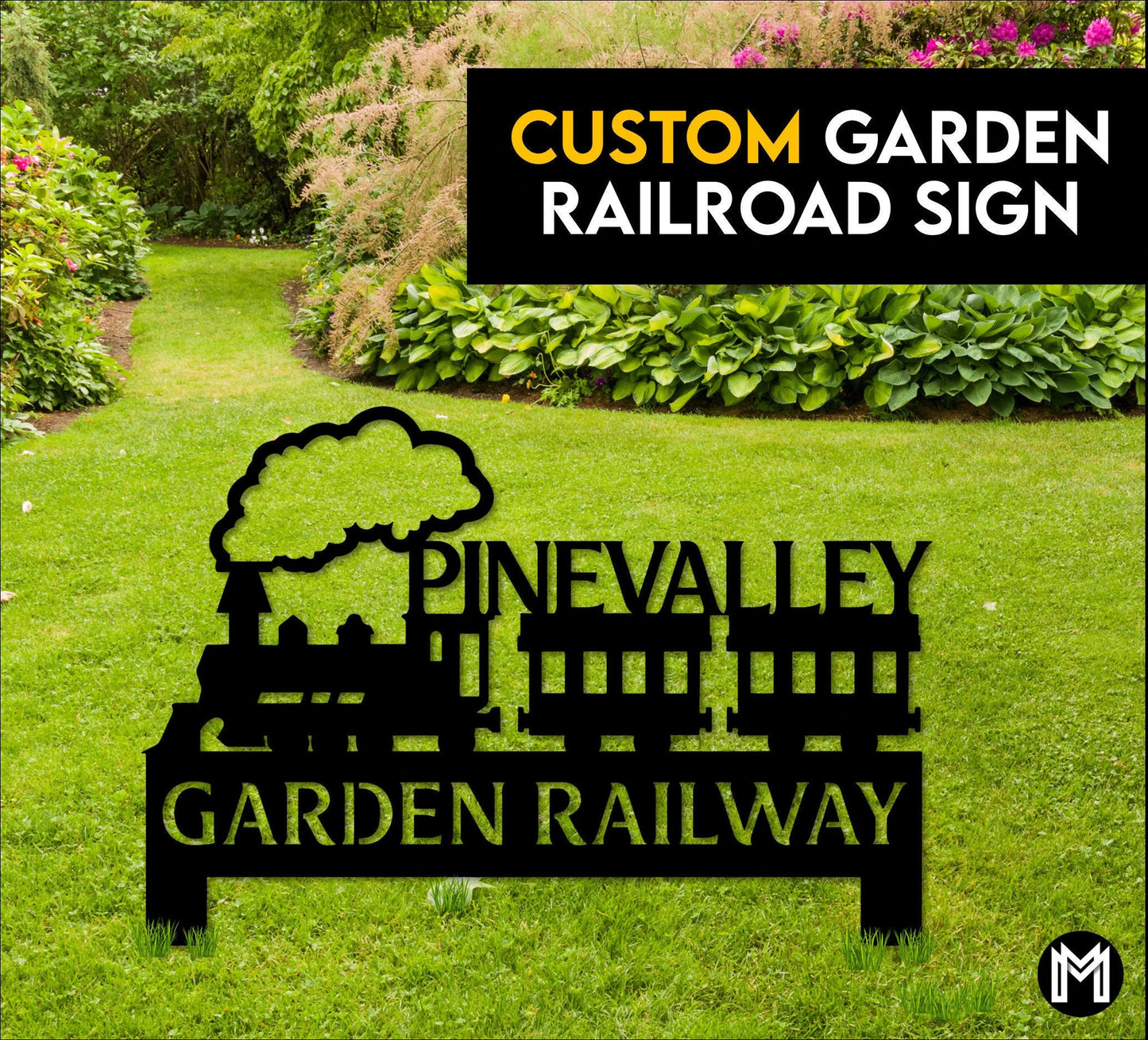 Garden Railroad Sign, Custom Train Signs, Model Train Lover Gift, Yard Sign, Garden Railroad Decor, Garden Railway Sign, Personalized Laser Cut Metal Signs Custom Gift Ideas