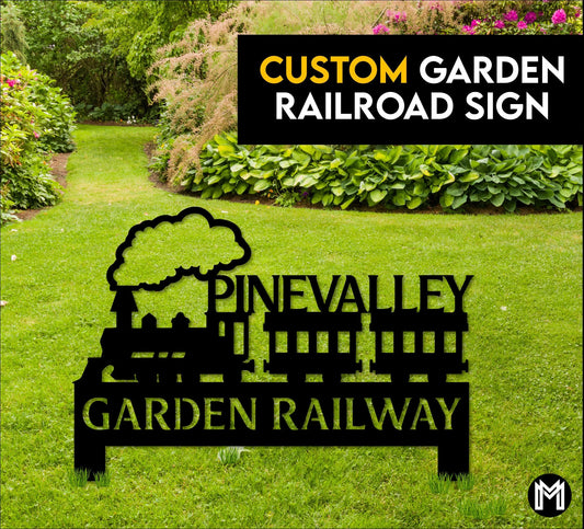 Garden Railroad Sign, Custom Train Signs, Model Train Lover Gift, Yard Sign, Garden Railroad Decor - metal sign