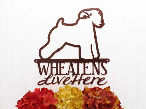 Wheatens Live Here Metal Sign Copper Wheaten Terrier Wheaten Dog Sign Outdoor Sign