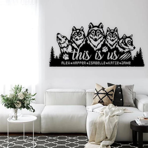Family This Is Us Wolf Customized Name Cut Metal Sign