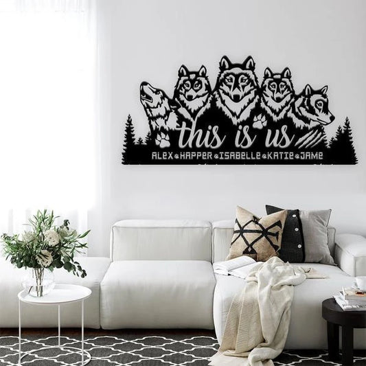 Family This Is Us Wolf Customized Name Cut Metal Sign - 8 inches - metal sign