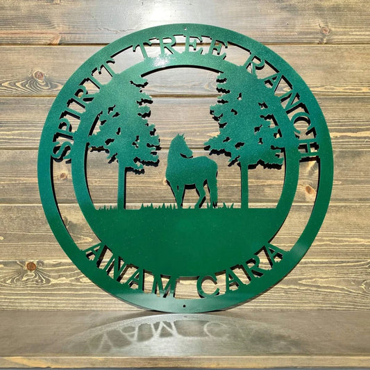 Horse Tree Sign Custom Horse Decor Cut Metal Sign Metal House Sign - 8 inches - metal sign