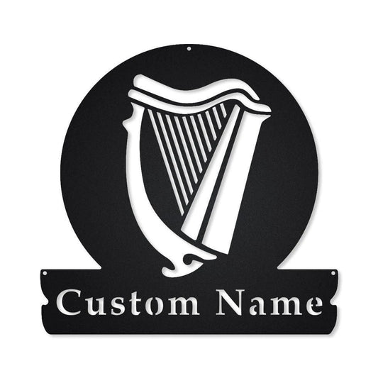 Personalized Celtic Harp Monogram Metal Sign Art, Custom Celtic Harp Metal Sign, Celtic Harp Gifts For - metal sign