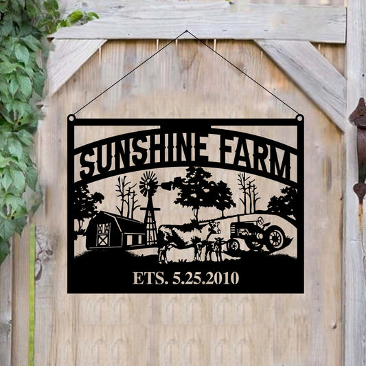Farm Life Personalized Name Metal Sign Country Life Laser Cut Metal Signs Custom Gift Ideas - 8 inches - metal sign