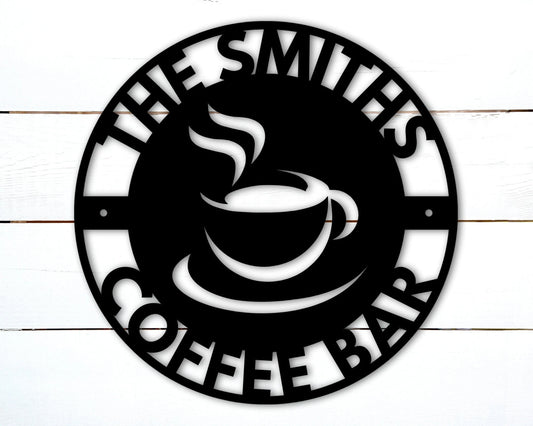 Personalized Coffee Bar Sign, Coffee Bar Decor, Kitchen Sign, Custom Coffee Sign, Kitchen Wall Decor - metal sign