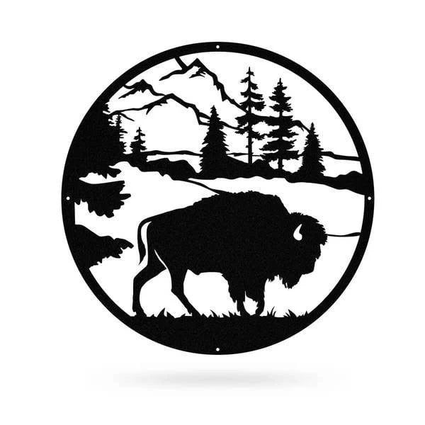 American Bison Cut Metal Sign Metal House Sign