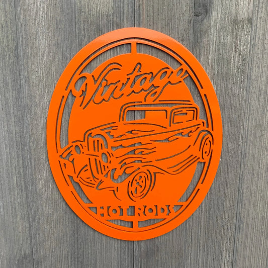 Vintage Hot Rod Metal Sign Cutout Cut Metal Sign Wall Metal Art